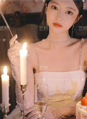 氛围感生日派对少女写真服装韩系画报风甜美小清新公主风拍照礼服