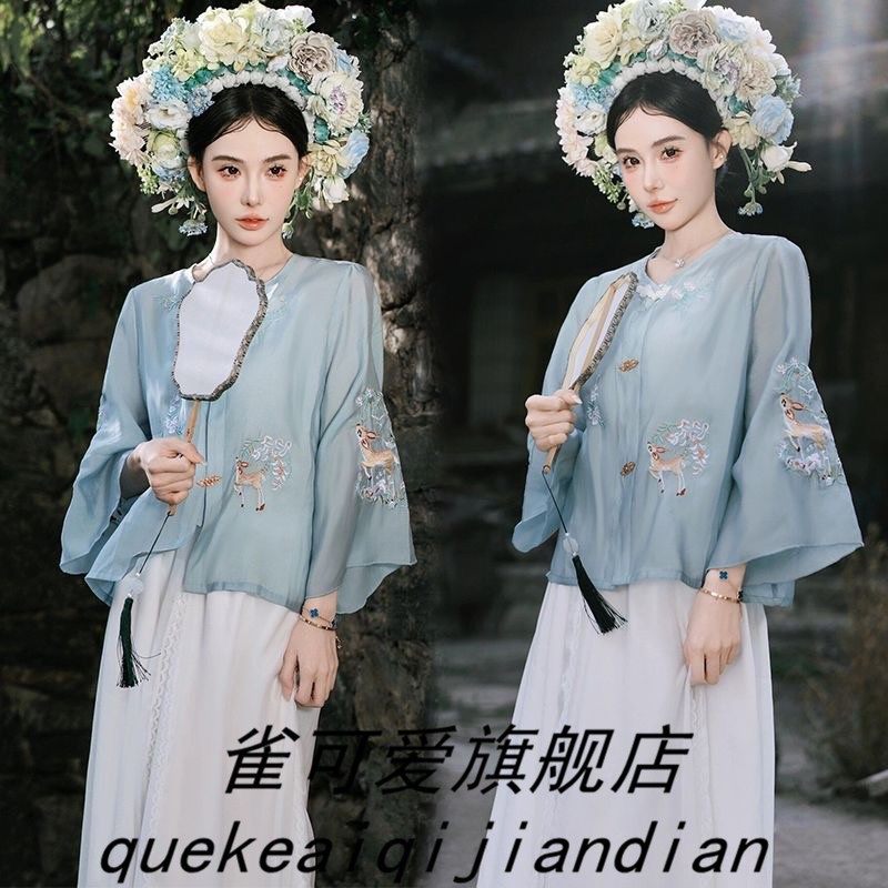 浔埔女簪花明制汉服古装写真服装复古旗袍民族风外景旅拍摄影