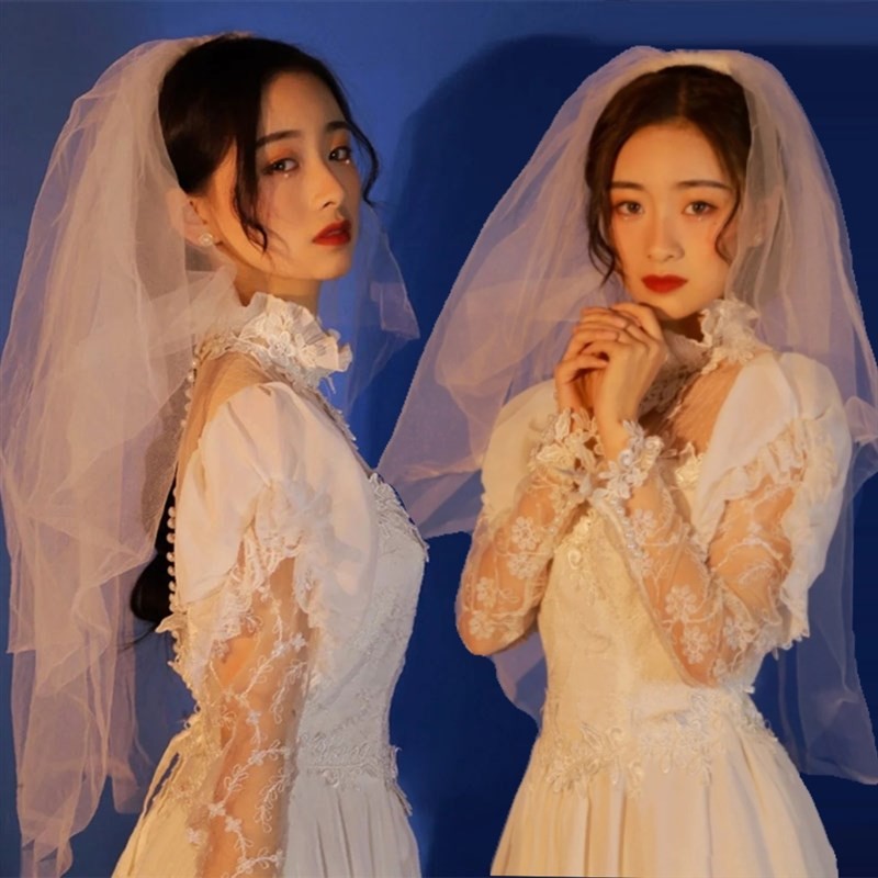 少女写真复古婚纱喜嫁港风怀旧拍照礼服公主裙影楼主题摄影服装