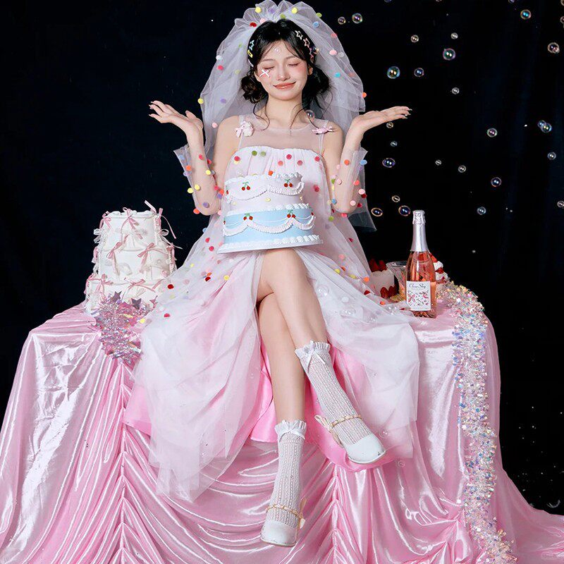 新款影楼主题粉色party抹胸短裙生日派对公主裙写真拍照摄影服装