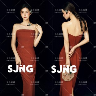 2025影楼新款红色东方韵味国风新中式高级感气质肖像写真艺术服装