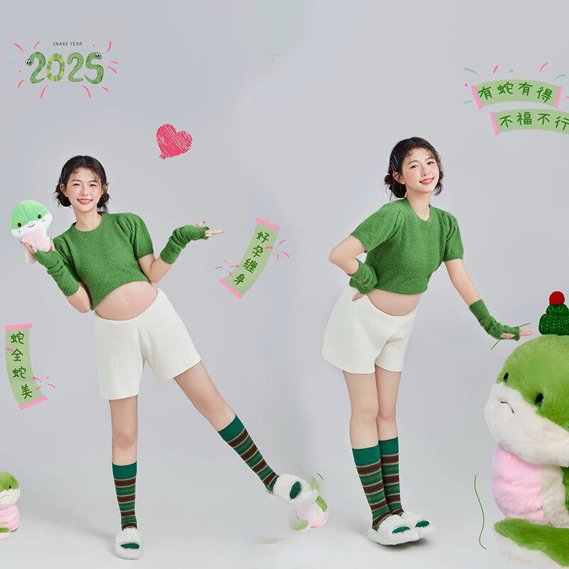 影楼新款孕妇照服装慵懒风毛衣针织套装孕妈咪大肚艺术照摄影衣服