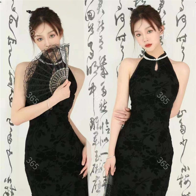 照相馆摄影复古工笔画主题个人写真服装修身中式国风少女艺术照旗