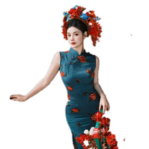照相馆泉州簪花中式东方美学旗袍女复古国风高级感外景旅拍写真服