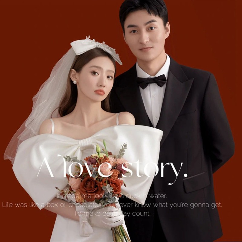 白色吊带礼服领证登记新款新娘缎面轻奢小众夏季轻婚纱小拖尾