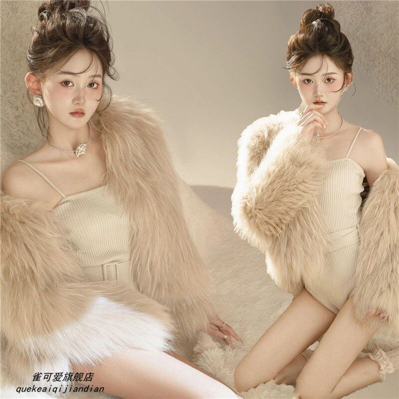 新款写真主题服装影楼时尚皮草少女纯欲风个性私房艺术照摄影服饰