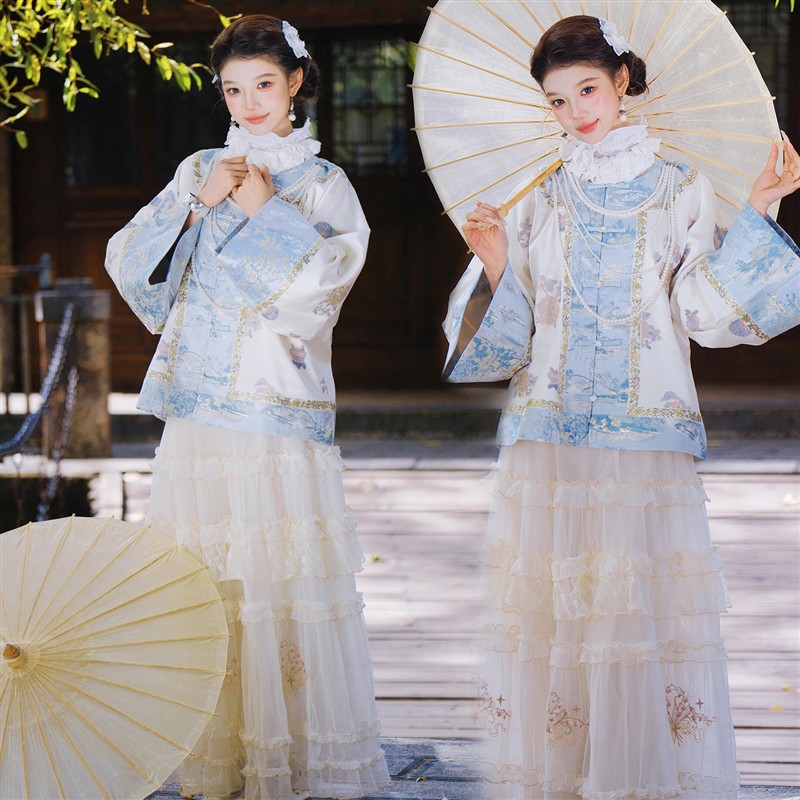 照相馆新款晚清古装清代汉服女复古宫廷风公主外景旅拍写真摄影服