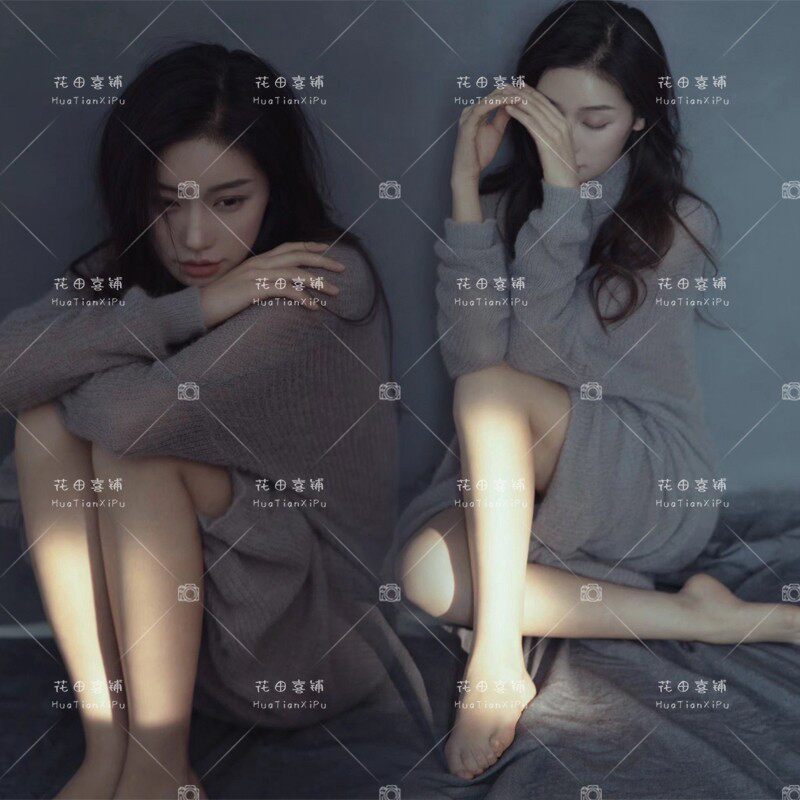 2025新款时尚杂志风肖像照私房宽松款毛衣艺术写真服影楼拍摄服装