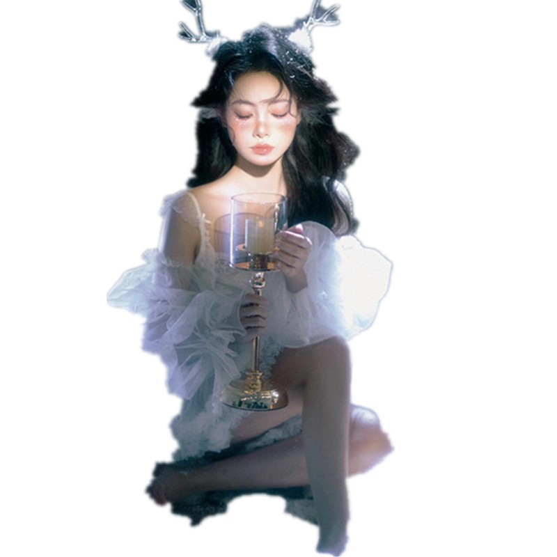 影楼新款圣诞主题写真服装可爱少女梦幻雪景麋鹿精灵艺术照摄影服