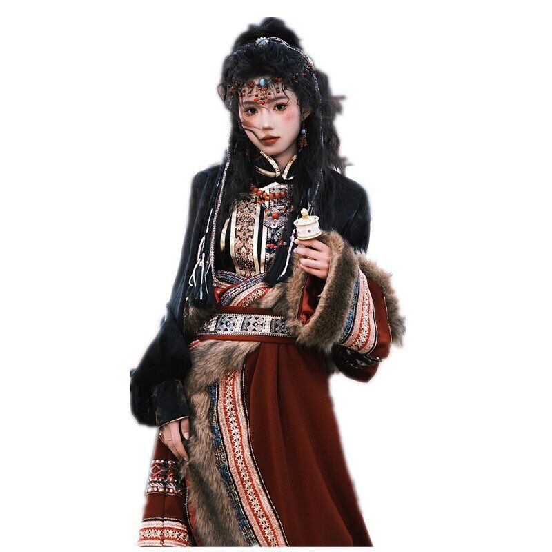 藏族新款藏服女藏袍云南西藏旅拍民族风服装藏式拉萨写真艺术照服