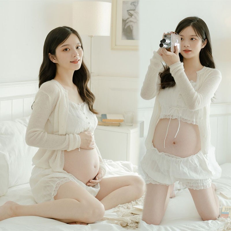 孕妇照服装蕾丝少女极简风唯美可爱影楼妈咪衣服新款孕妇摄影服装