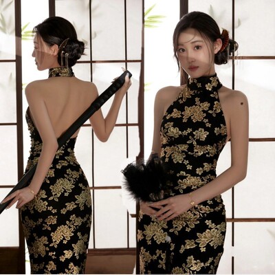 影楼主题中式黑道千金写真旗袍 唯美国风品牌摄影服装