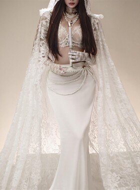 新款哥特风神女婚纱写真主题服装高级感复古浪漫艺术照摄影演出服