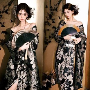 和服女改良中国风暗黑系霸气黑道千金日式写真连衣裙传统神明少女