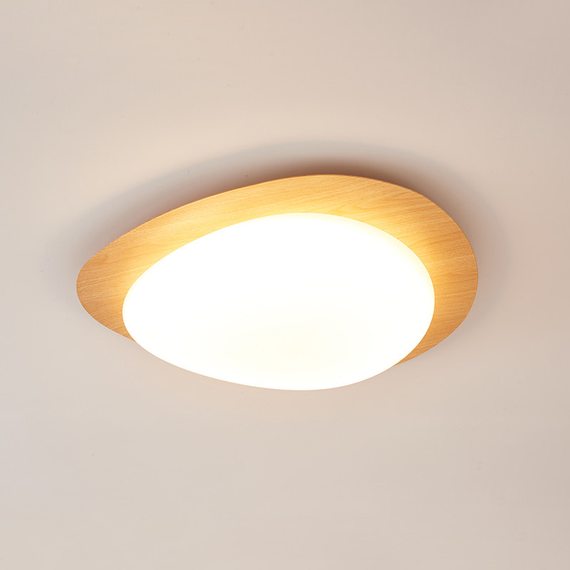 灯匠之家北欧日式原木风卧室书房鹅卵石吸顶灯侘寂风复古儿童房灯