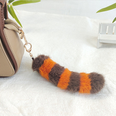 可爱毛绒小熊猫尾巴钥匙扣仿水貂毛个性 包挂件车挂饰成都纪念品