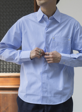 LABSTORE 日系休闲条纹简约口袋流行青年衬衫 CITYBOY日常通勤