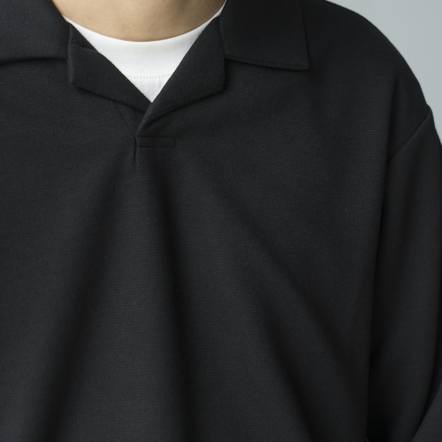 LABSTORE双面针织古巴领翻领长袖polo衫 秋冬tee恤复古基础款重磅