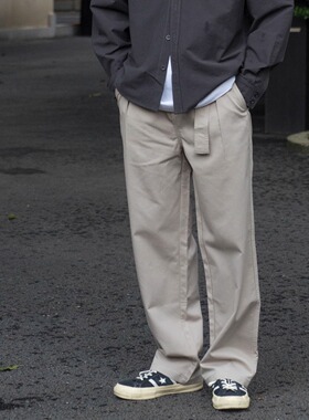 LABSTORE日系复古工装休闲裤宽松百搭斜纹布裤 浅卡其长裤通勤