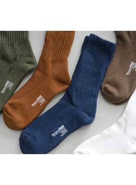 LABSTORE 粗线针织纯色长筒袜 加厚毛巾底日系工装复古