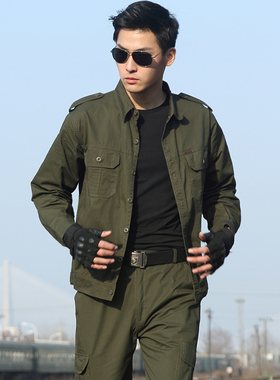 正版高端纯棉军绿色迷彩服套装男女春夏长袖军旅风户外空降师外套