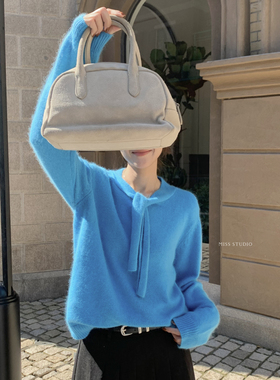 MISS密思家-领口系带浣熊绒柔软舒适保暖毛衣（含30浣熊绒）A0310