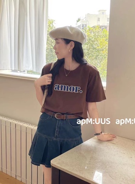 2023年秋季新款短袖圆领磨毛正肩t恤女宽松韩版纯色上衣体恤ins潮