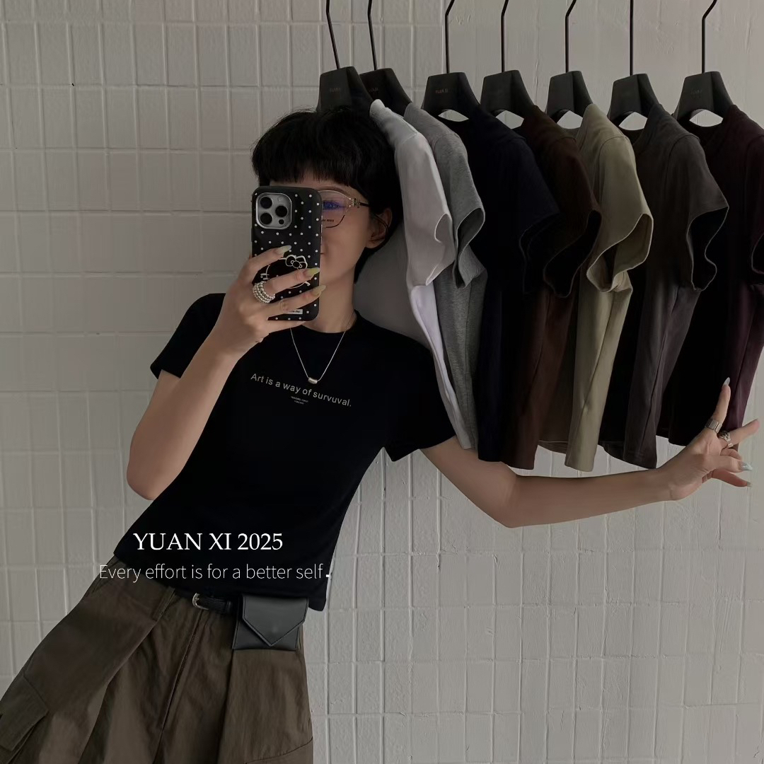 元熙-秋上新超级爆款超推荐️字母正肩短袖T恤YS2-3045