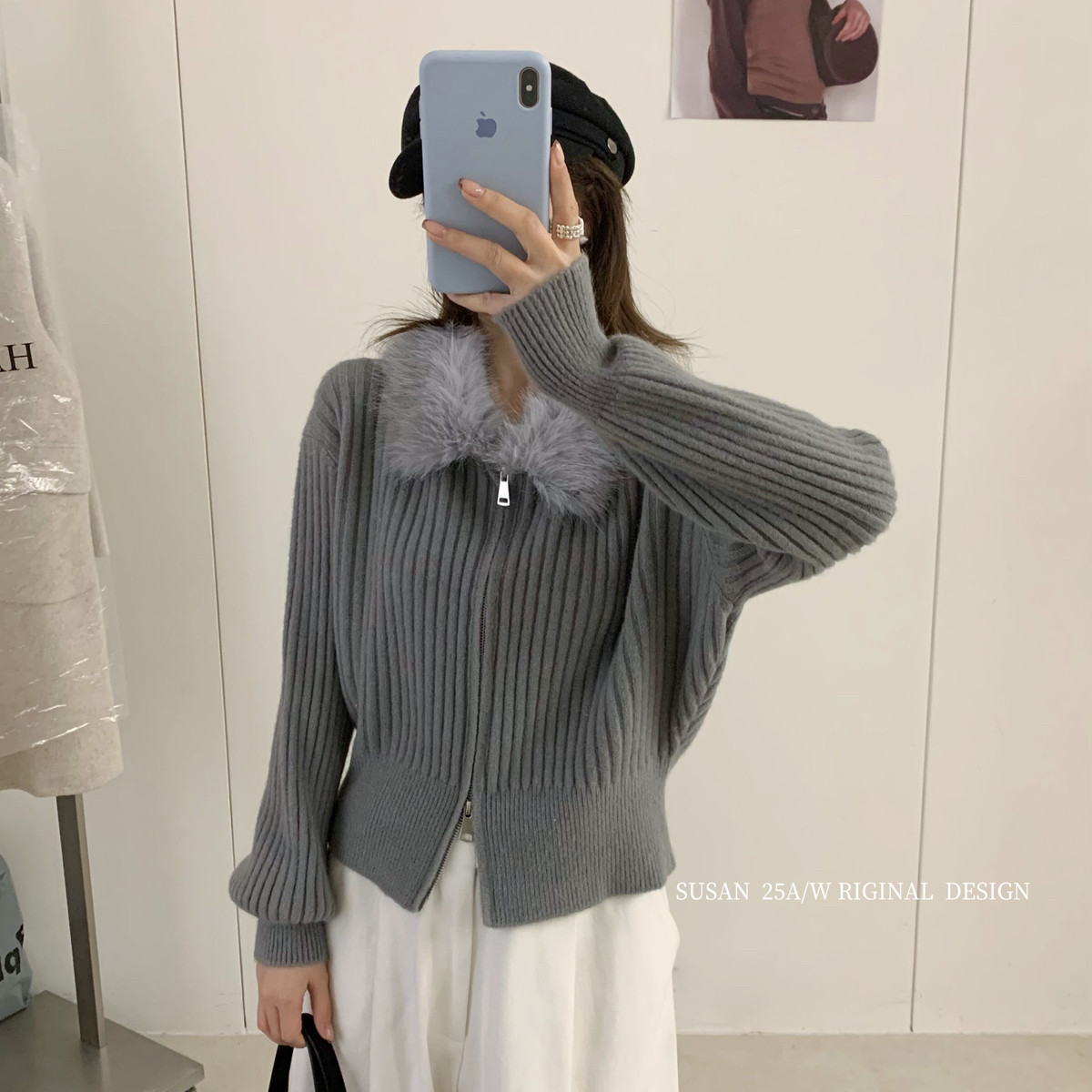 SUSAN-恩的冬天韩系气质秋冬百搭简约保暖毛衣(毛领不可拆)2172s