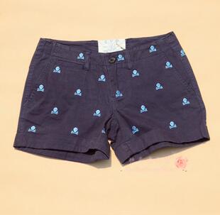 19余货断码捡漏女西装短裤全棉布刺绣藏青水洗棉实体店清仓库存