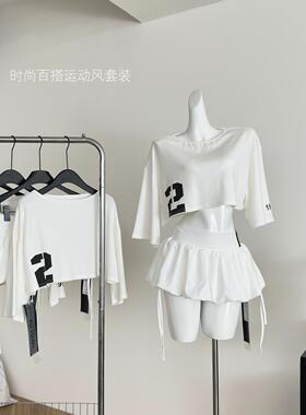 韩好甜WARDEN EDGE 白色A字花苞裙女夏小个子宽松显瘦低腰半身裙