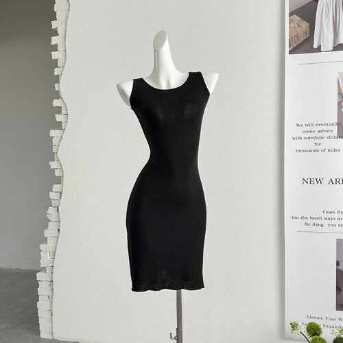 5werkwen 瑞秋针织裙 圆领静奢无袖针织连衣裙