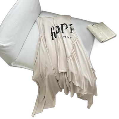 区区欧阳泰兰德游si服'小众两穿款!做旧印花不规则飘带抹胸连衣裙