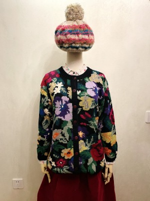 vintage洋气毛衣针织开衫花朵