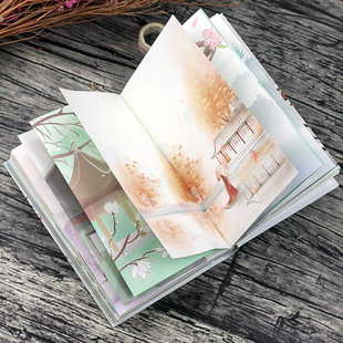 古风彩页手帐本笔记本复古中国风诗词摘抄本杭州文创风景区日记本