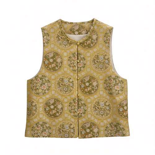 新中式100%桑蚕丝三马马甲