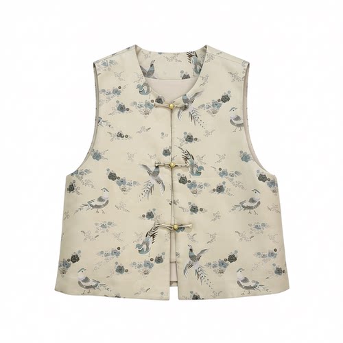 新中式100%桑蚕丝三马马甲