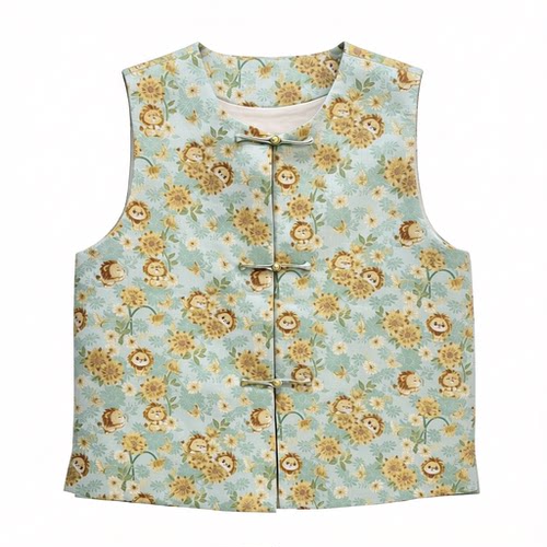 新中式100%桑蚕丝锦云间马甲