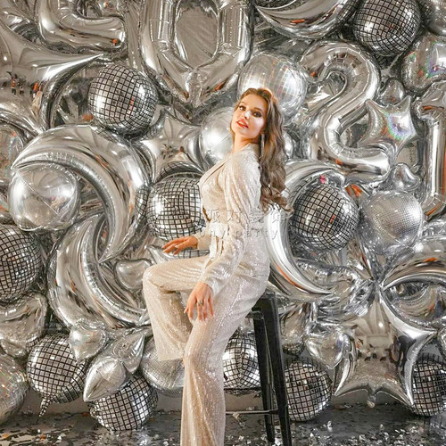 32寸彩色迪斯科圆形铝膜气球酒吧