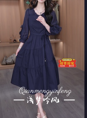 琪琪女装时尚大气减龄休闲收腰蕾丝修身显瘦高贵连衣裙JX0380