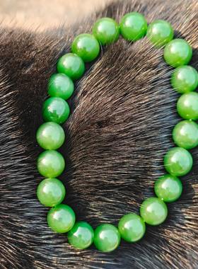 十三年老店推荐七号矿和田碧玉俄料正阳绿手串色泽靓丽浓郁脂粉足