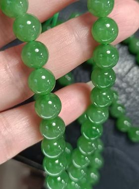 重磅推荐老坑俄罗斯碧玉果绿8mm108颗佛珠项链颜色鲜亮油润细腻