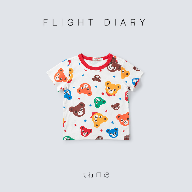 MIKI日系童装卡通小熊满印T恤