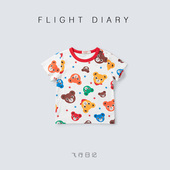 女宝夏装 纯棉小童卡通上衣男童半袖 宝宝小熊T恤短袖 MIKI日系童装