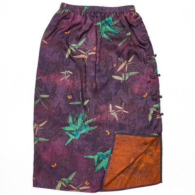 香云纱真丝竹韵直筒半身裙