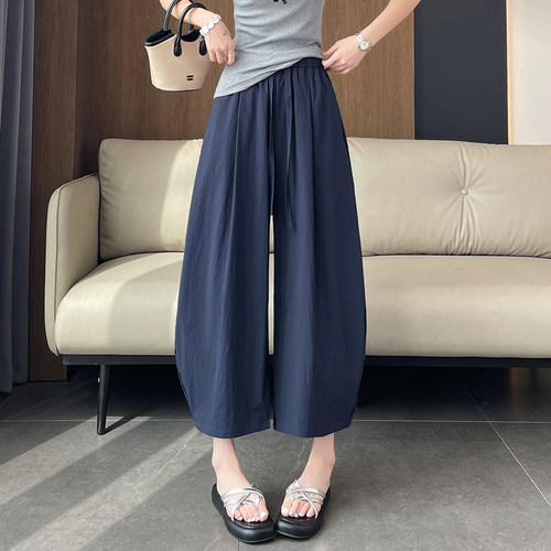 2026九分弯刀阔腿灯笼裤女小个子
