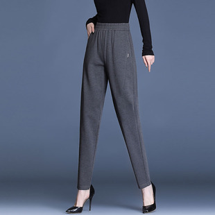 加绒小脚休闲老爹萝卜裤 哈伦裤 子女春秋加绒松紧高腰显瘦宽松大码