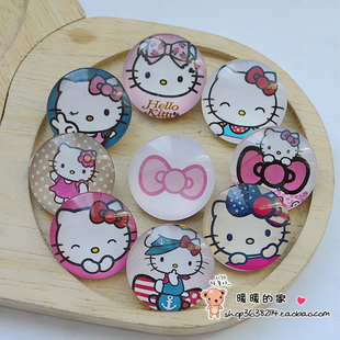 猫别针水晶玻璃胸章徽章时光宝石胸针25mm 十个 包邮 hello Kitty
