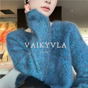 加厚针织衫 雾蓝花纱 悠悠奢品 上衣女6549 Valkyvia