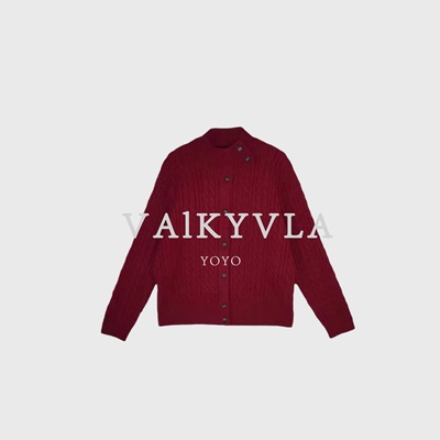 【Valkyvia/悠悠奢品】新中式领气质文艺麻花气质针织衫开衫9809